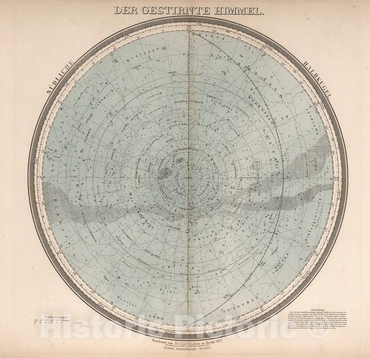 Historic Map : Der Gestirnte Himmel. Nordliche Halbkugel, 1857 Atlas - Vintage Wall Art