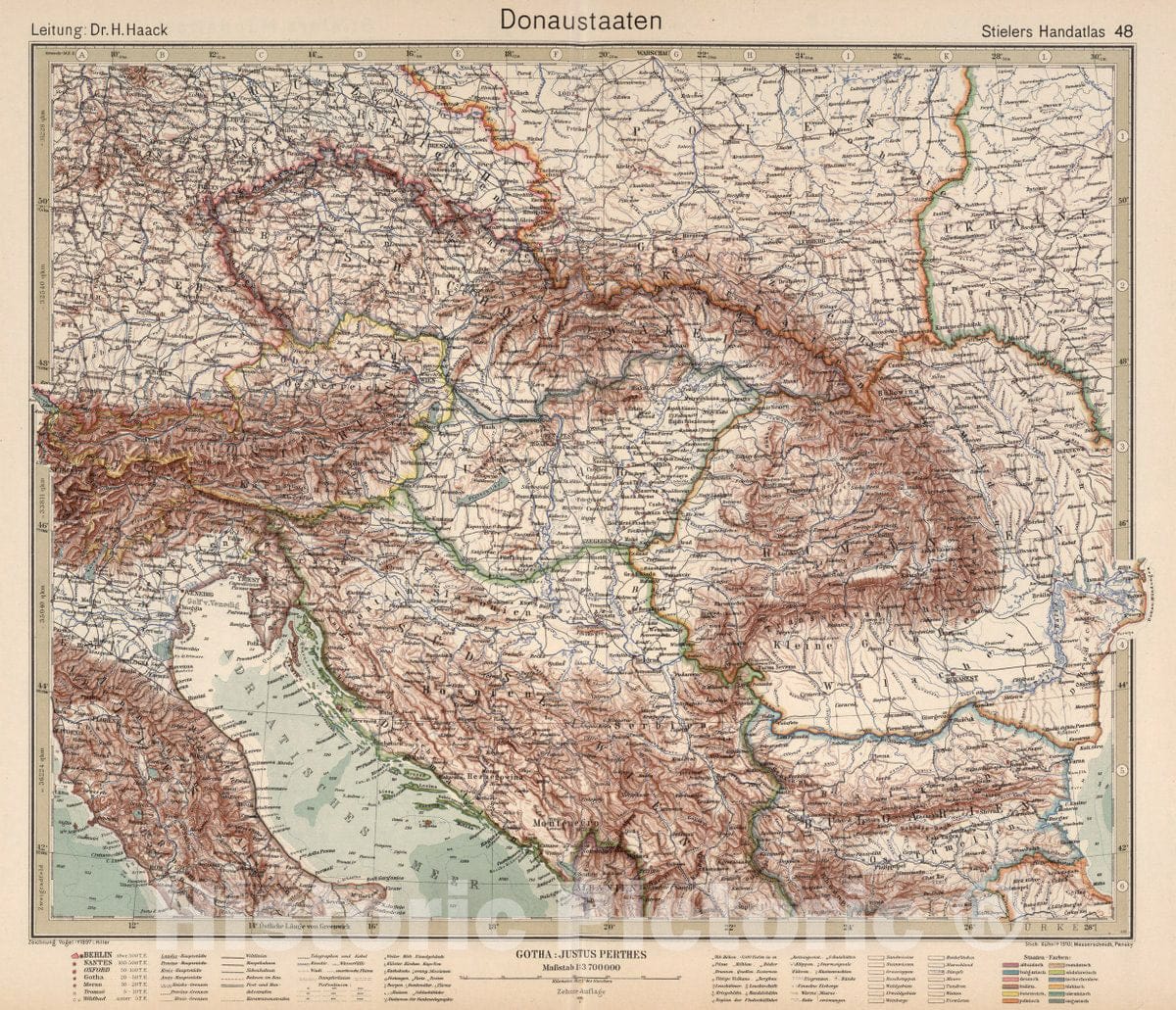 Historic Map : 48. Donaustaaten. Danubian States, 1925 Atlas - Vintage Wall Art