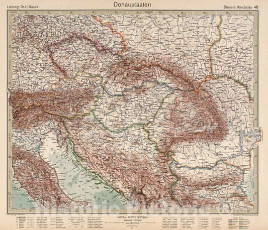 Historic Map : 48. Donaustaaten. Danubian States, 1925 Atlas - Vintage Wall Art