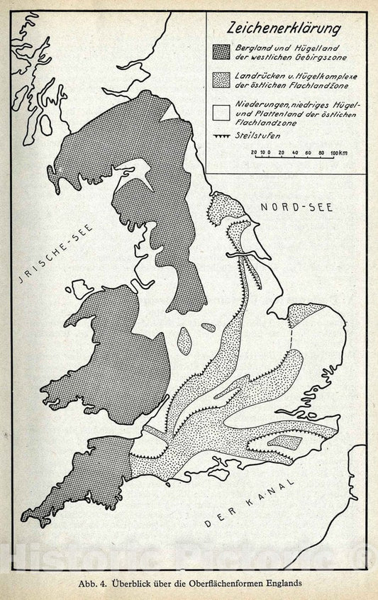 Historic Map : 1941 Military Atlas - Fig. 4. Surface Shapes of England. - Vintage Wall Art