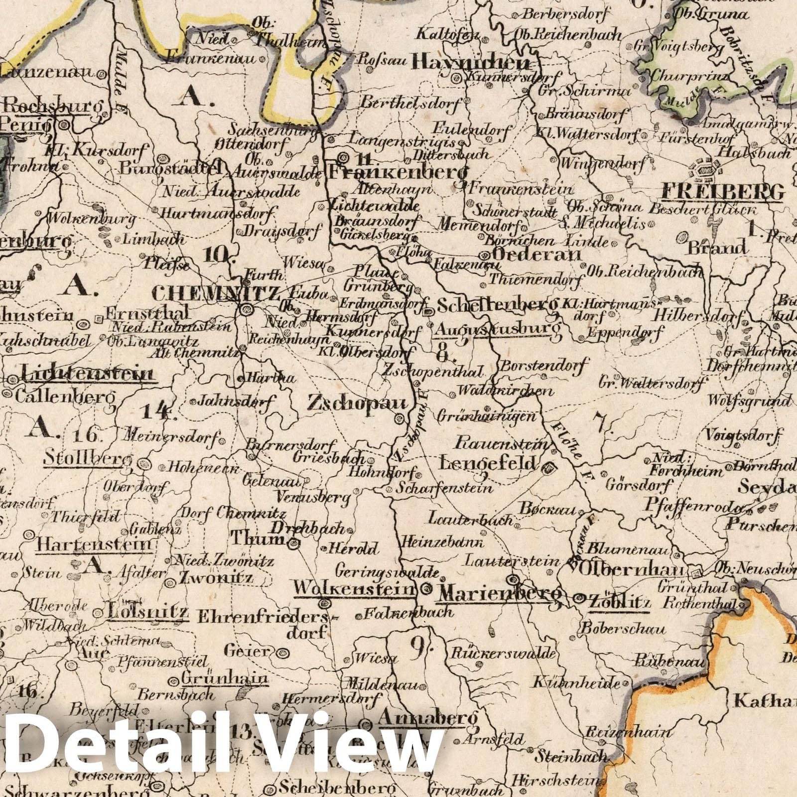 Saxony - Boundary Map, 1825 - Historical Map Reproduction