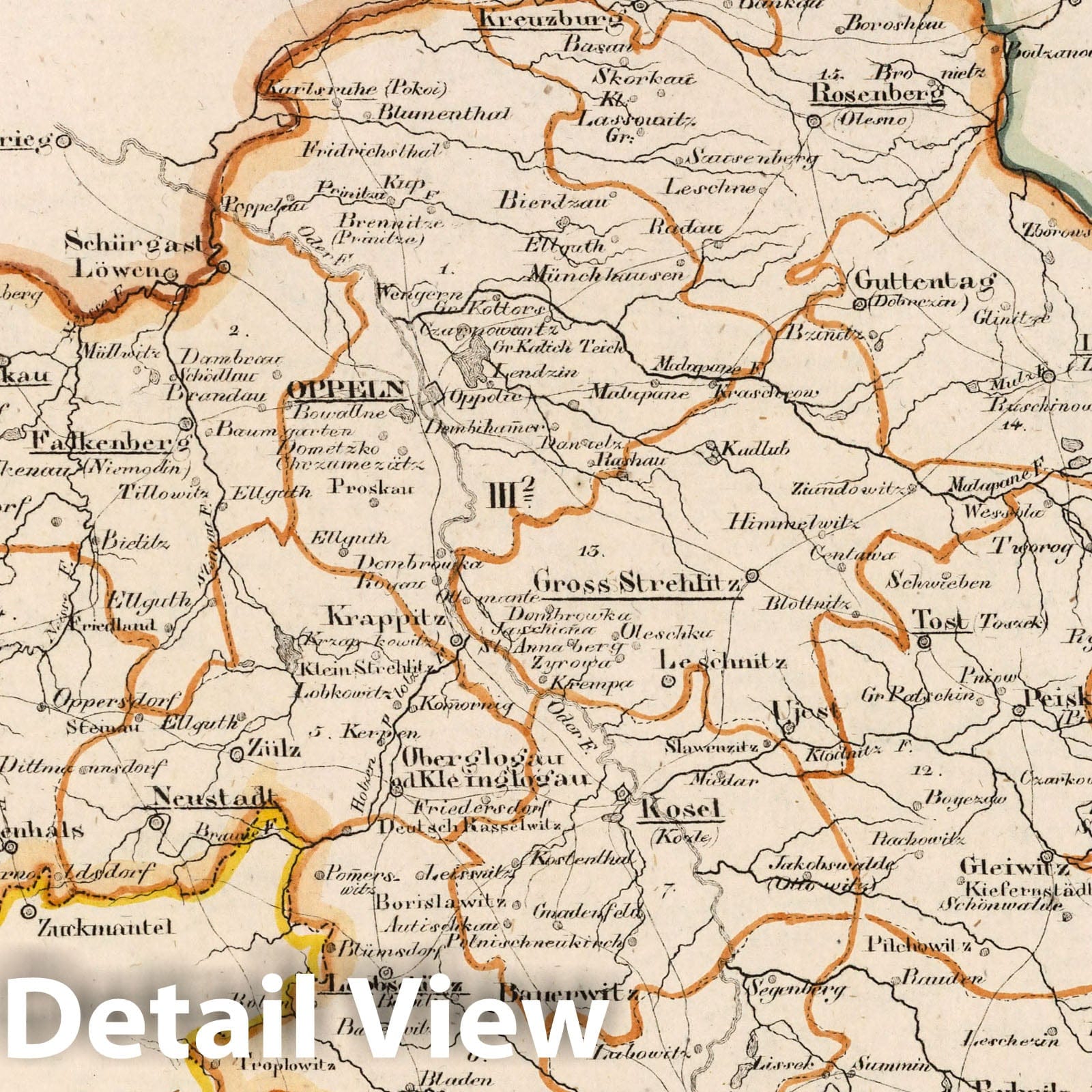 Prussia: Silesia, Oppeln District, 1825 – Historical Map Print