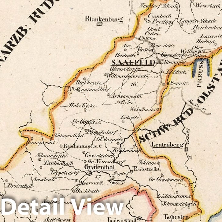 Meiningen and Hildburghausen, Germany 1825 Historical Map Print