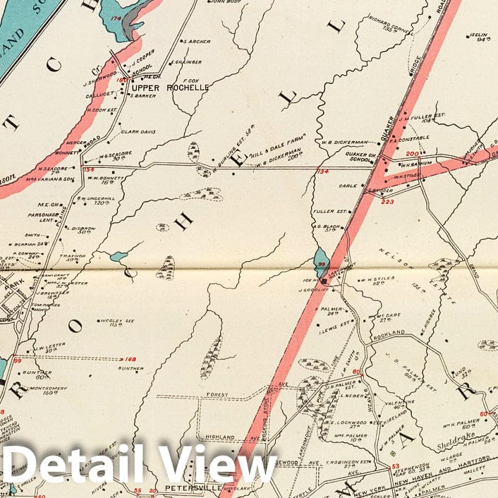 Historic Map : Scarsdale, New Rochelle, Mamaroneck towns., 1893, Vintage Wall Decor