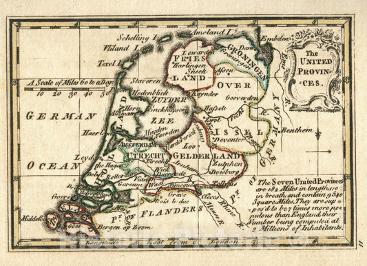 Historic Map : The United Provinces. Atlas Minimus or a New Set of Pocket Maps of the Several Empires, Kingdoms and States of the Known World, 1758 Atlas - Vintage Wall Art