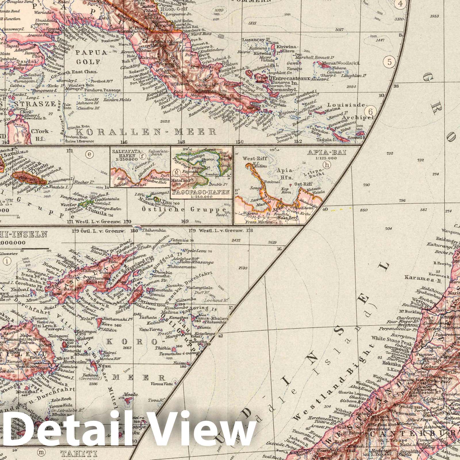 Pacific Islands - Plate No. 91, 1925 - Stieler's Atlas Historical Map Print