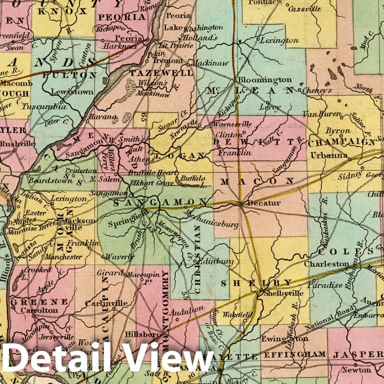 Illinois - Railroad Map, 1841 - Historical Map Print