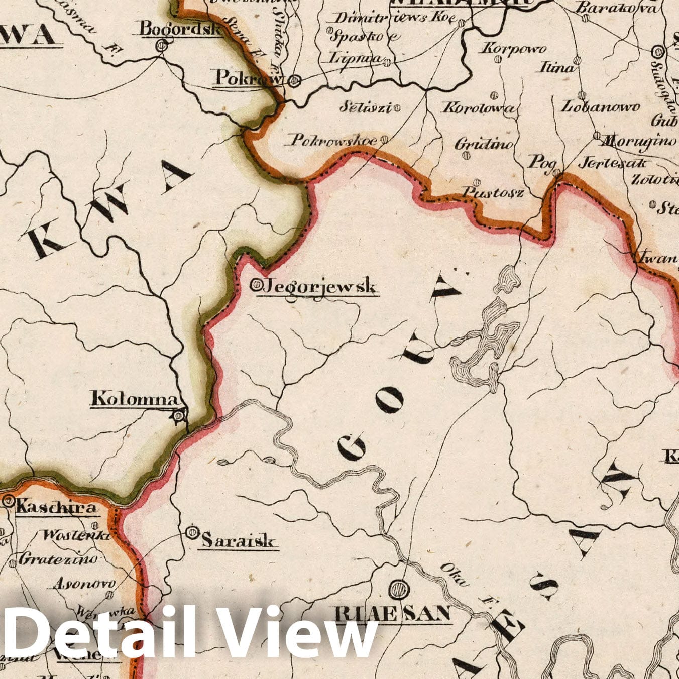 Vladimir and Tula, Russia, 1829 Historical Map Print