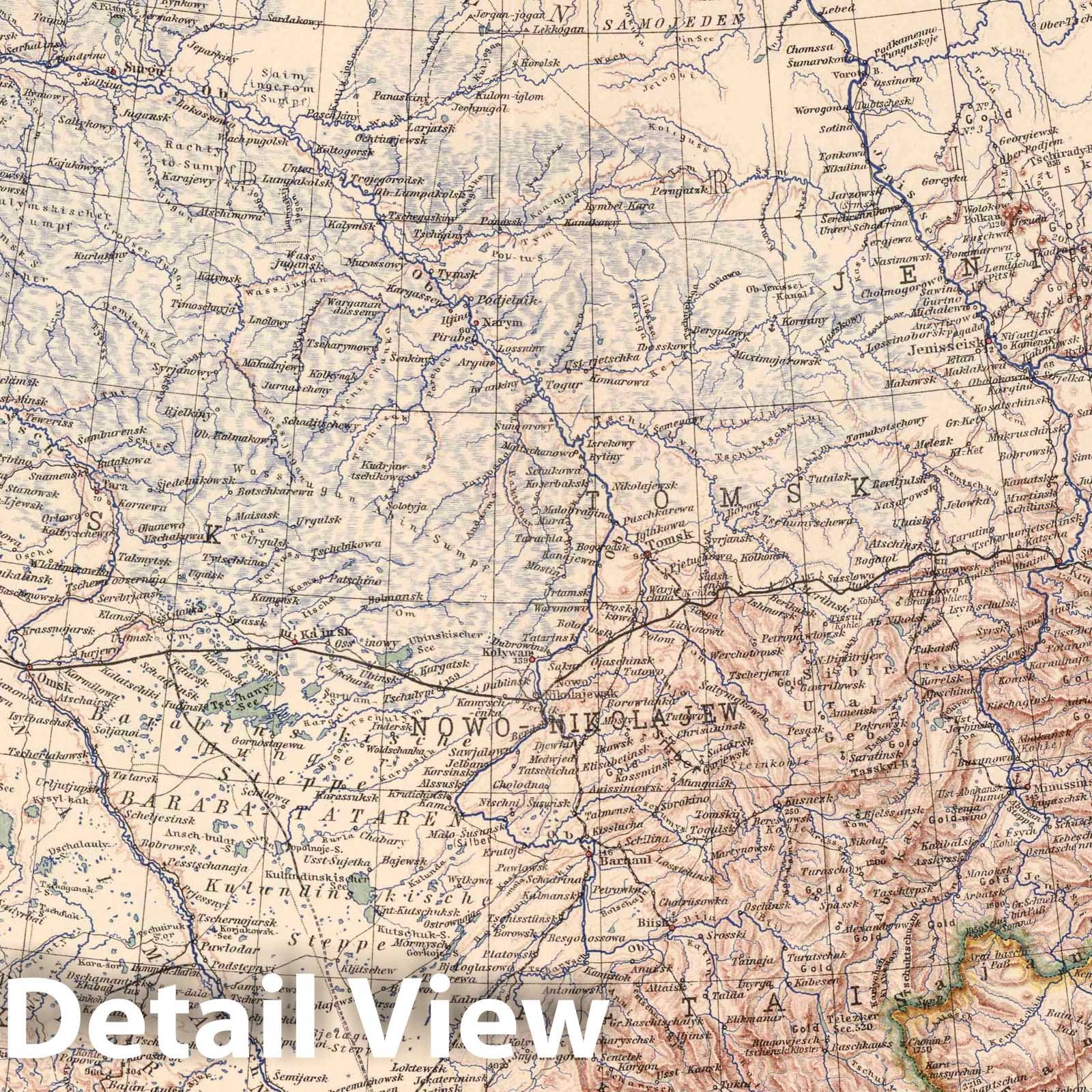 West Siberia, 1925 - Historical Map Print from Stieler's Atlas