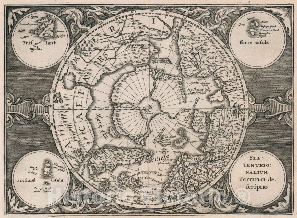 Historic Map : Septentrionalium Terrarum descriptio, 1636 Atlas - Vintage Wall Art