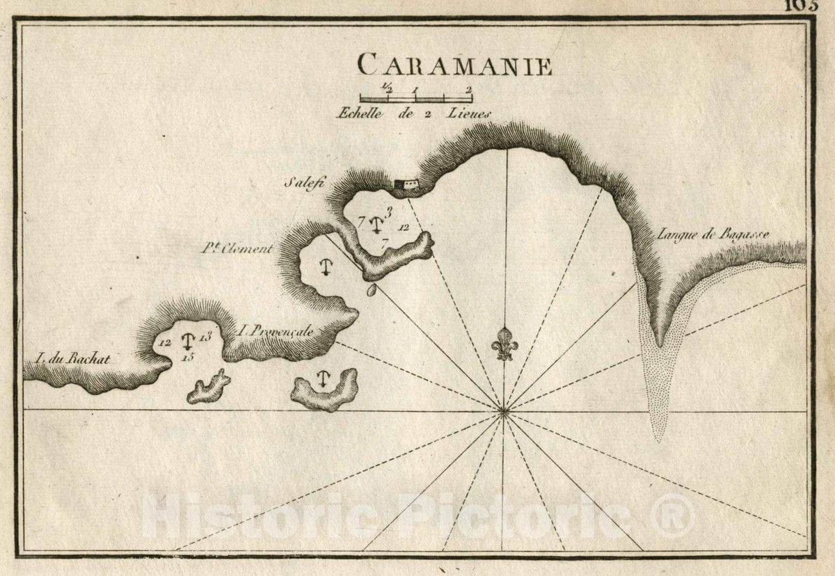 Historic Map : Caramani Pl. 165. Caramanie, 1764 Chart , Vintage Wall Art