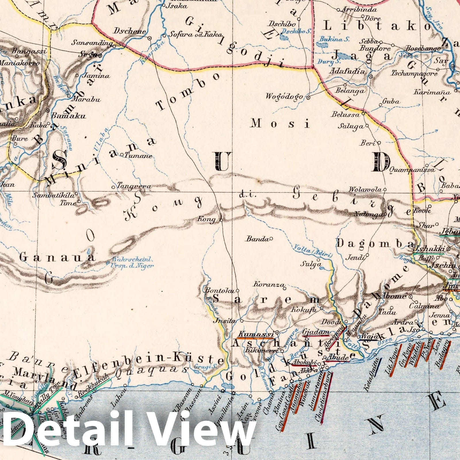 Gabon, West Africa 1859 - Historical Map Print