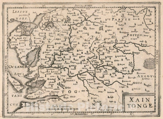 Historic Map : Xaintonge. Atlas sive Cosmographicae Meditationes de Fabrica Mundi et fabricati Figura, 1636 Atlas - Vintage Wall Art