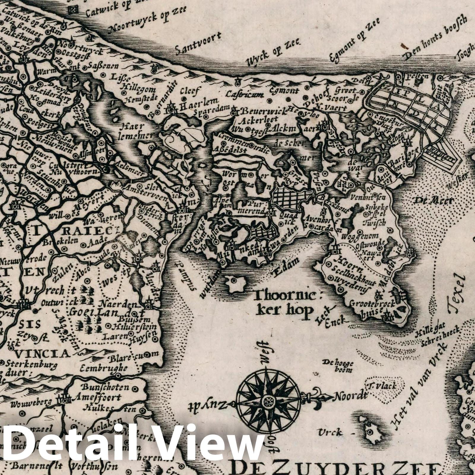 Hollandia Historical Map Print - 1636 Dutch Geography Reproduction