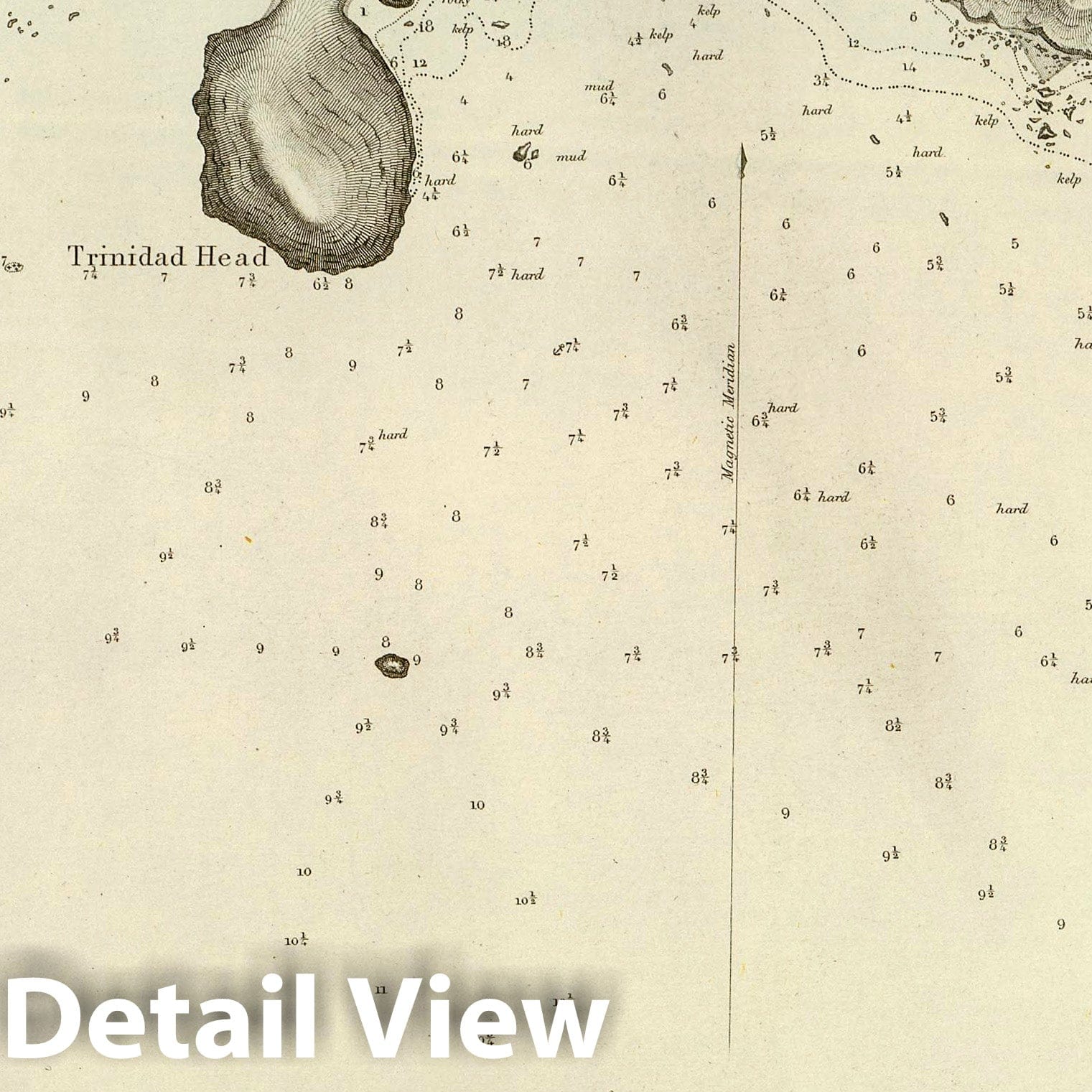 Trinidad Bay, California - Nautical Chart, 1851 - Historical Map Print