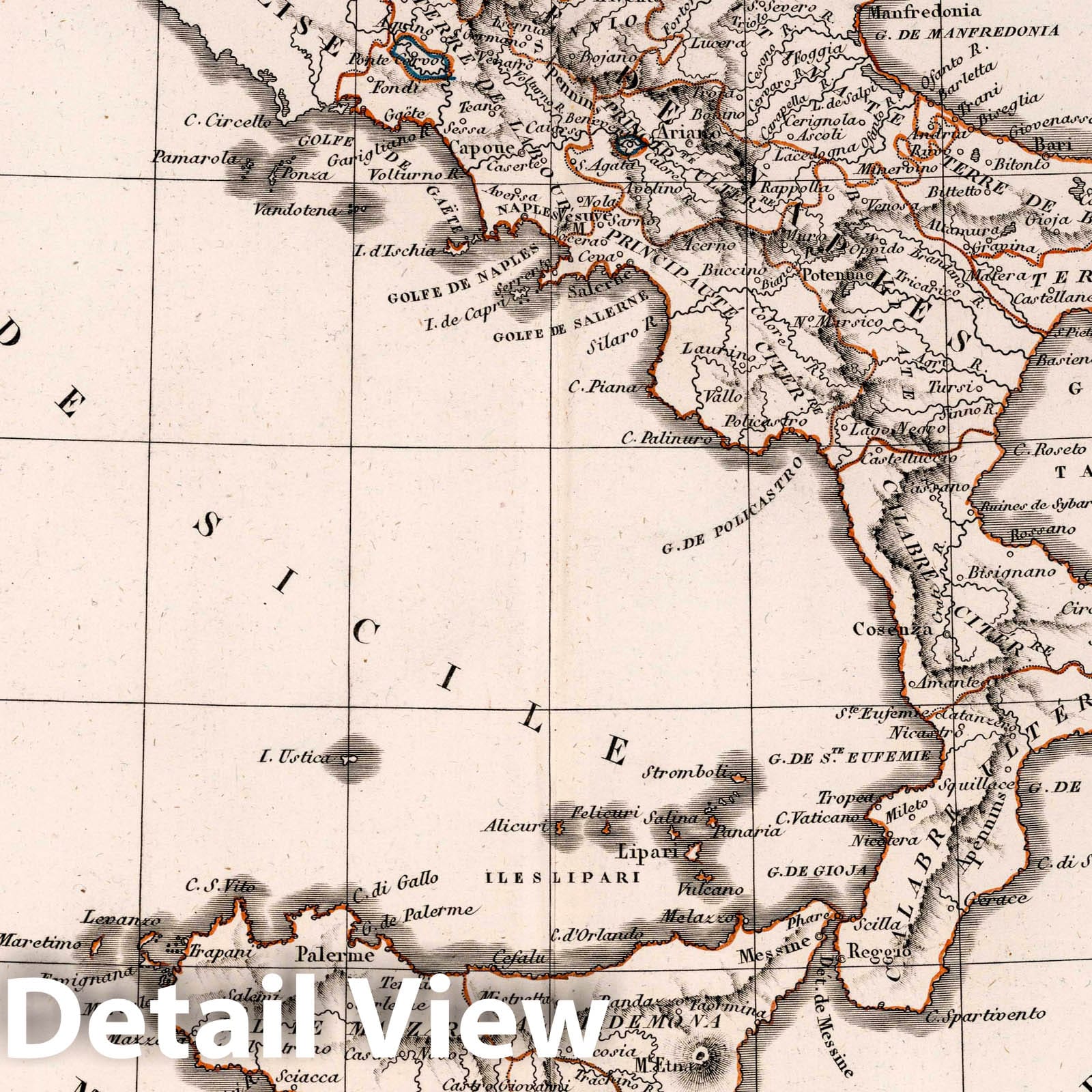 Kingdom of Naples, Sicily and Sardinia, 1825 - Historical Map Print