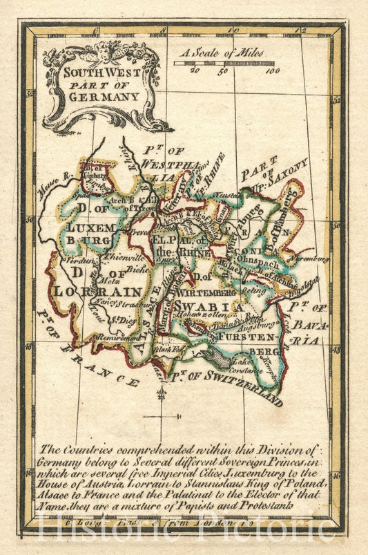 Germany - Southwest, 1758 - Historical Map Print