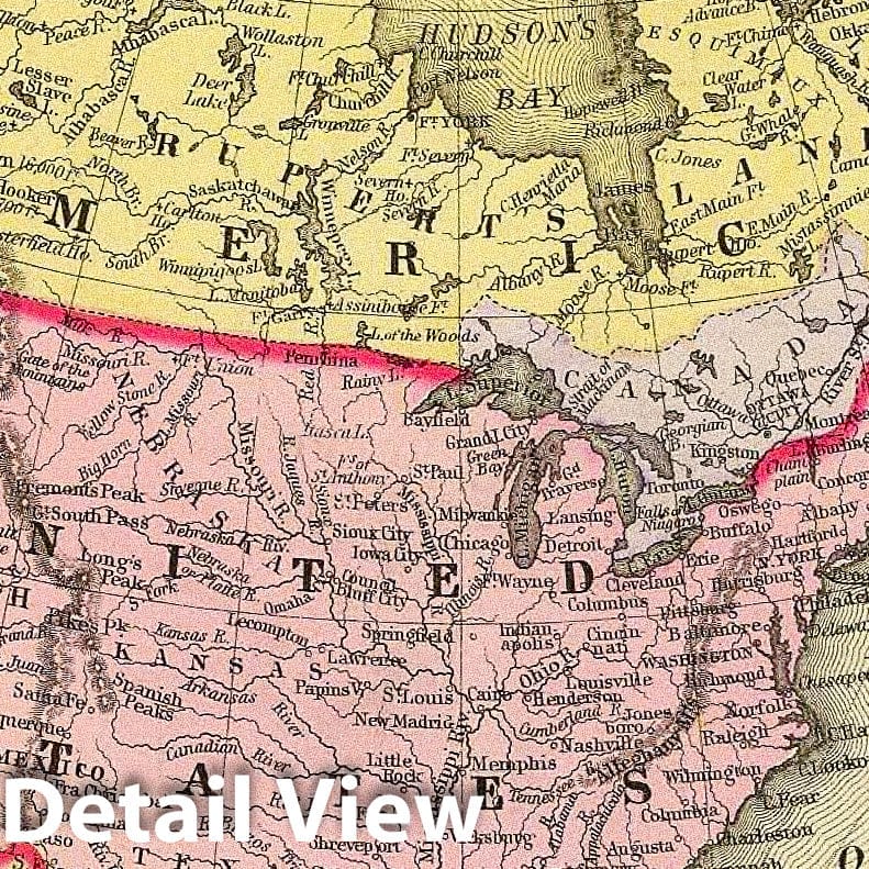North America - River Map, 1890 - Mitchell's Atlas Historical Print