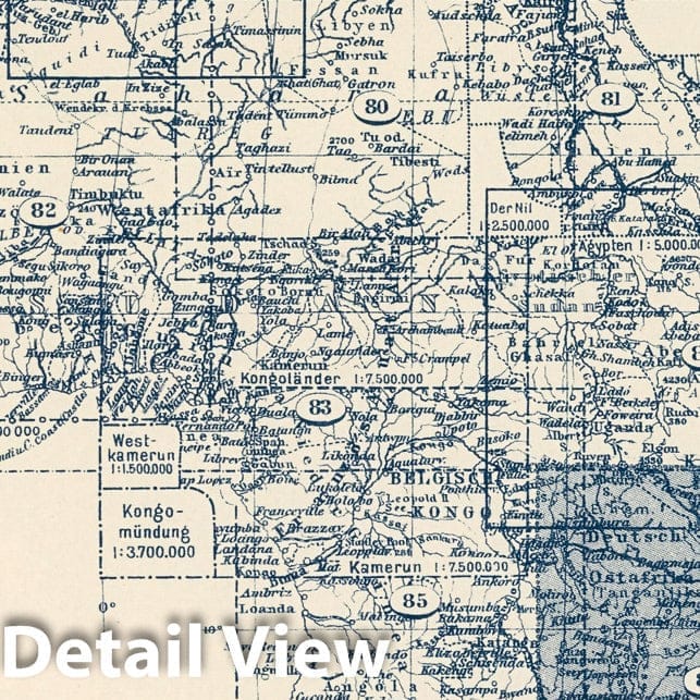 East Africa, 1925 - Stieler's Atlas Historical Map Print