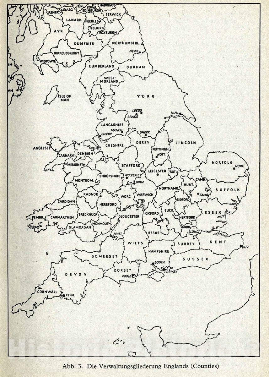 Historic Map : Figure 3. Counties of England, 1941 Military Atlas - Vintage Wall Art