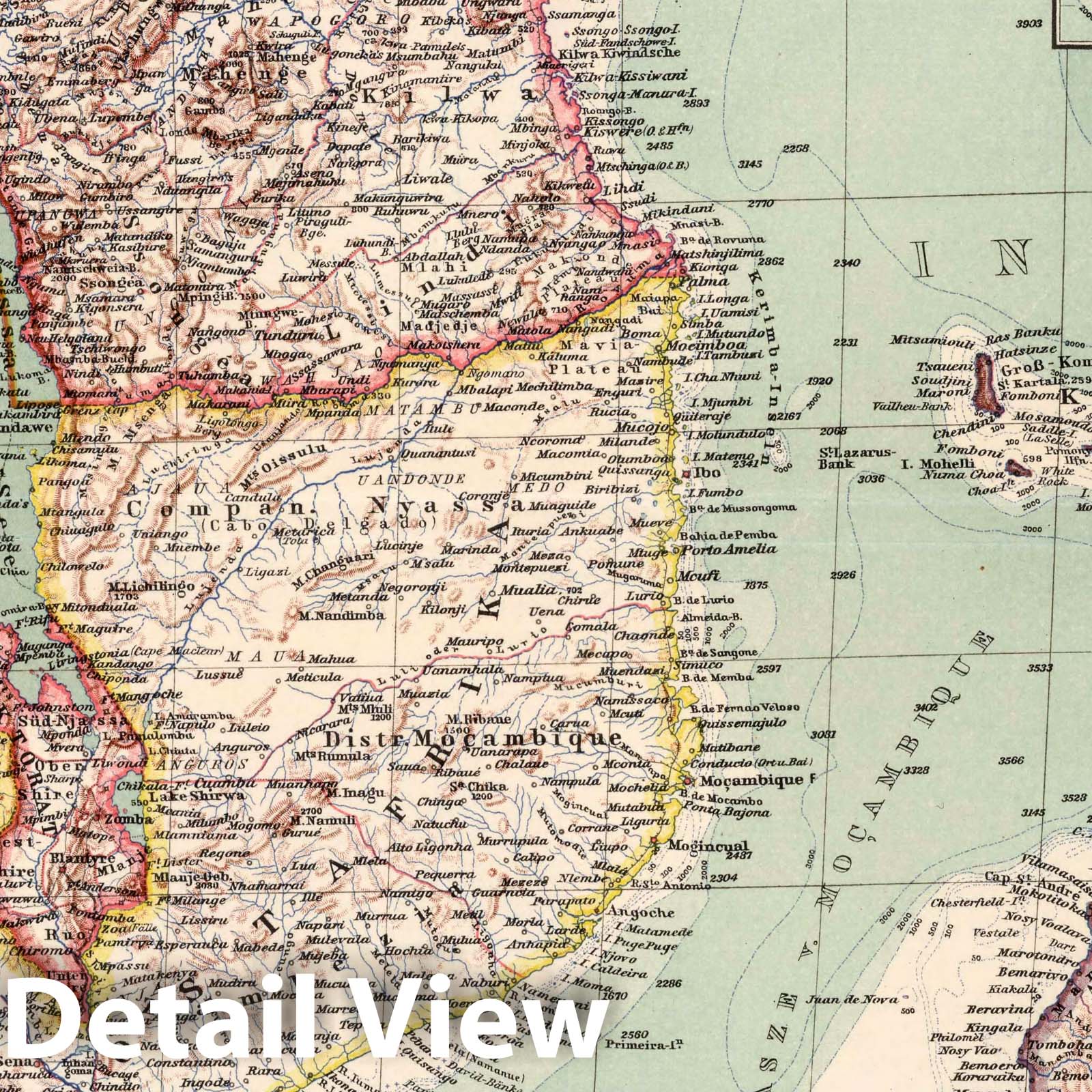 East Africa, 1925 - Historical Map Print from Stieler's Atlas