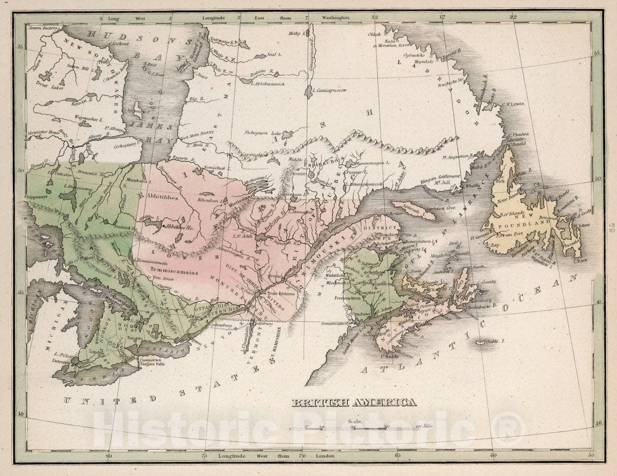 Historic Map : British America. A Comprehensive Atlas, Geographical, Historical & Commercial, 1838 Atlas - Vintage Wall Art