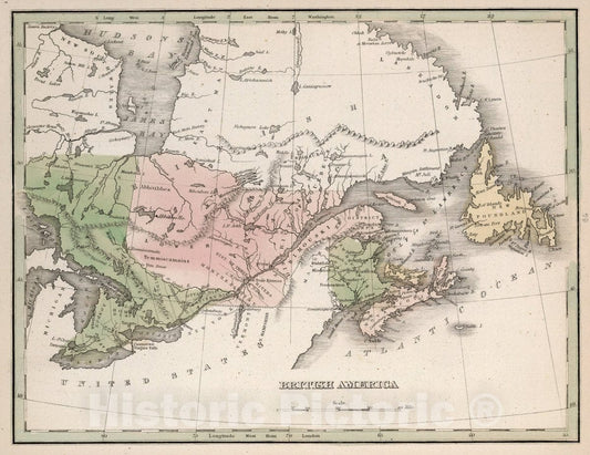 Historic Map : British America. A Comprehensive Atlas, Geographical, Historical & Commercial, 1838 Atlas - Vintage Wall Art
