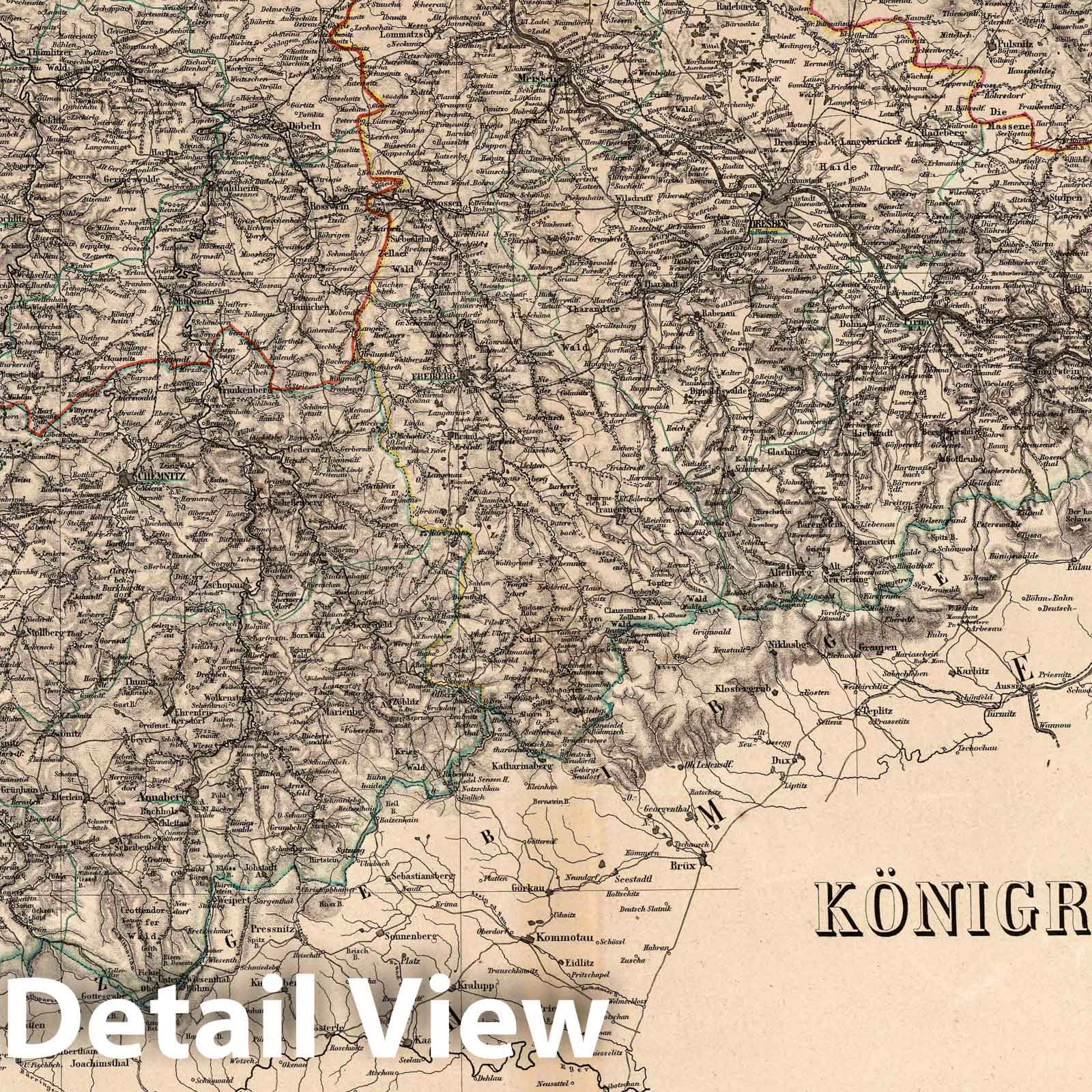Saxony, Germany - Railroad Map, 1865 - Historical Map Reproduction