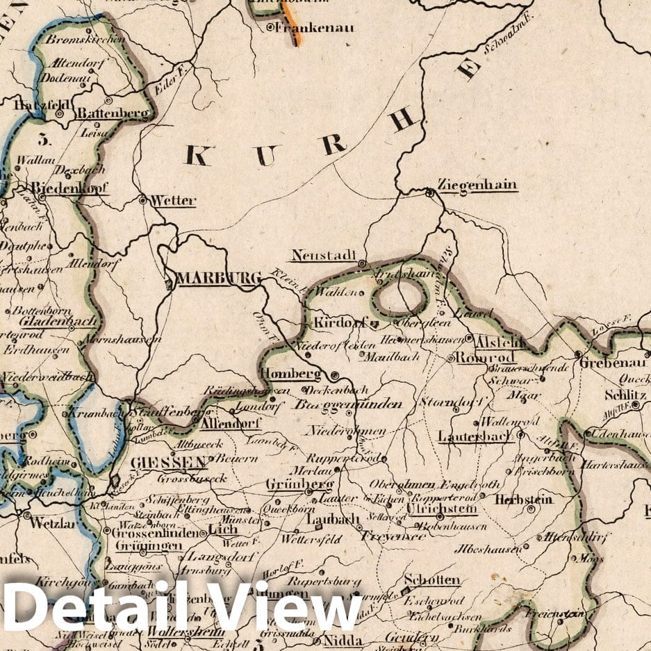 Grand Duchy of Hesse, Upper Hesse - Boundary Map, 1825