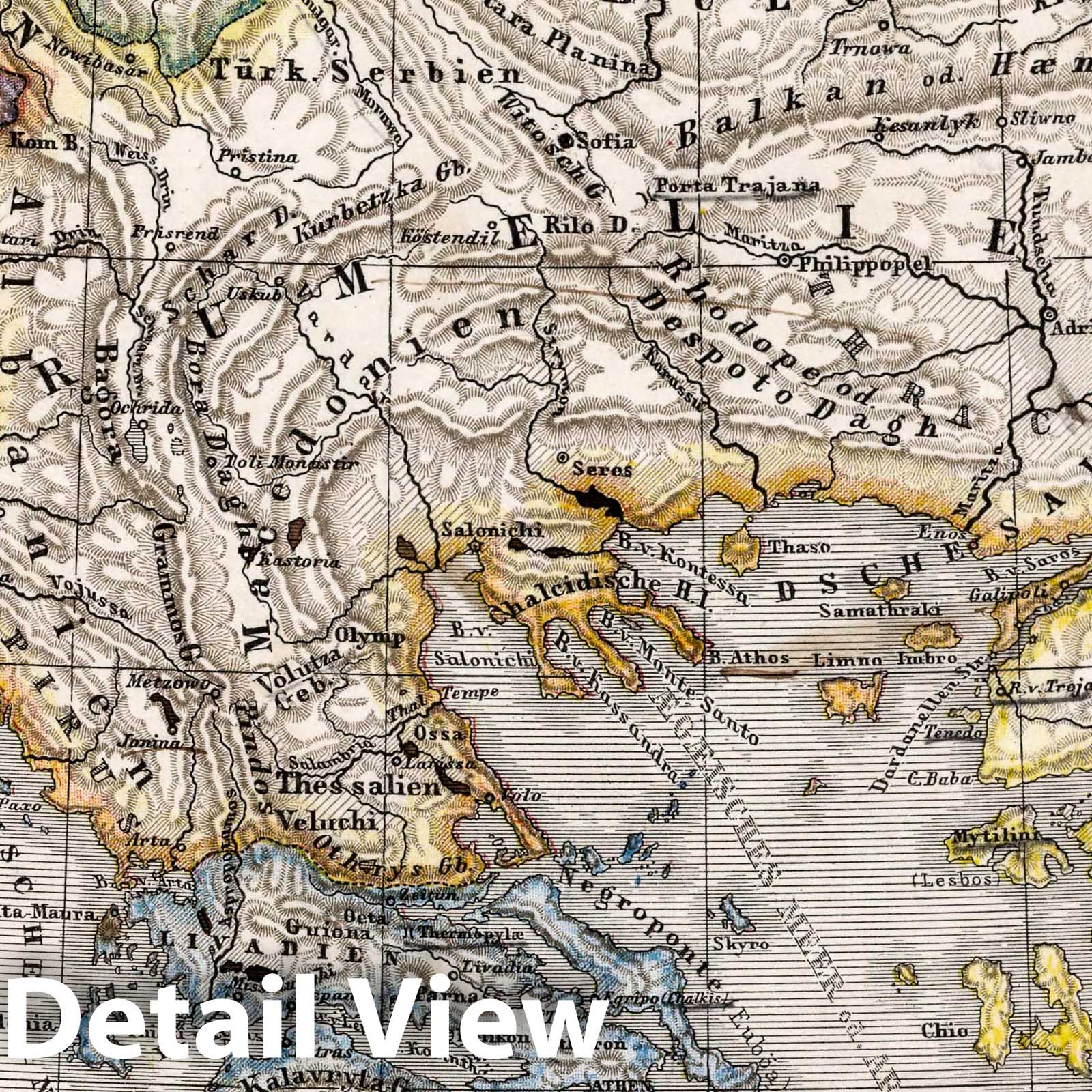 European Turkey, Greece and the Ionian Islands, 1872 - Historical Map Print