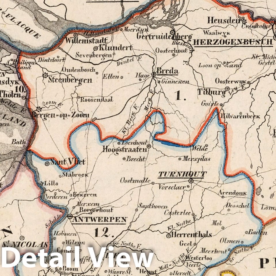 Netherlands - Boundary Map, 1825 - Historical Map Print