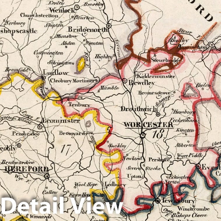 Historic Map : England, V.3:11-15:XV.Britisches Reich. A. Kon: England. a. England ab Sich: Shire:15-17, 33, 1830 Atlas , Vintage Wall Art