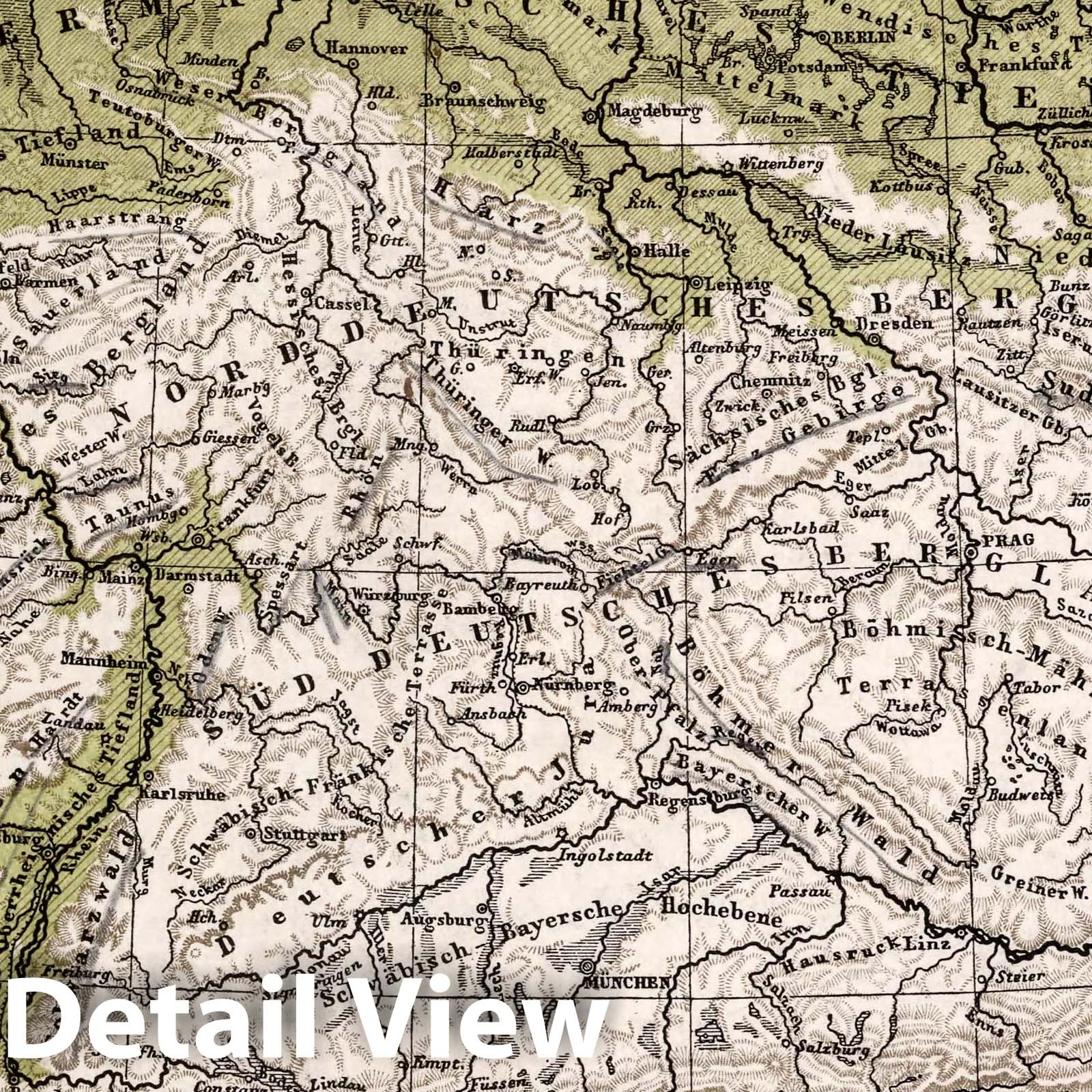 Germany - River Map, 1872 - Historical Map Print
