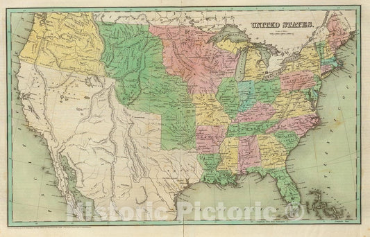 Historic Map : United States., 1838, Vintage Wall Decor