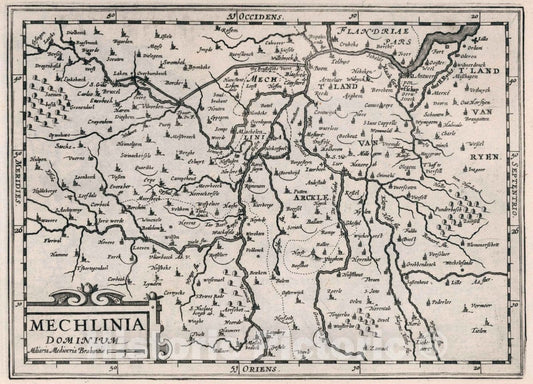 Historic Map : Belgium, Mechlinia Dominium. Atlas sive Cosmographicae Meditationes de Fabrica Mundi et fabricati Figura, 1636 Atlas , Vintage Wall Art