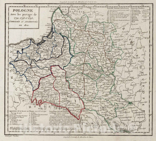 Historic Map : XV. Pologne, 1801 Atlas - Vintage Wall Art