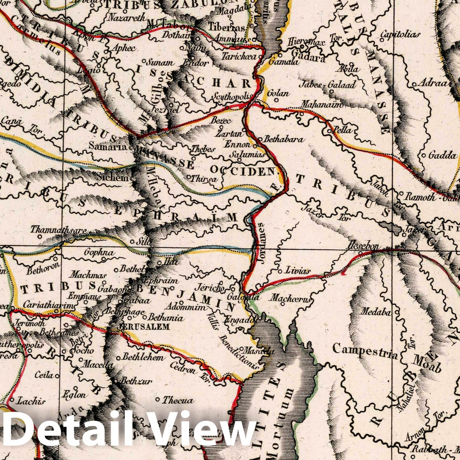 Twelve Tribes of Israel, 1825 - Historical Map Print