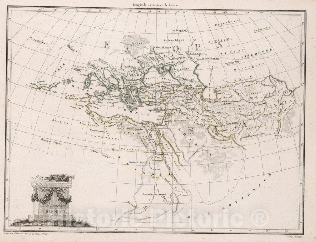 Historic Map : Geographie d'Herodote, 1812 Atlas - Vintage Wall Art