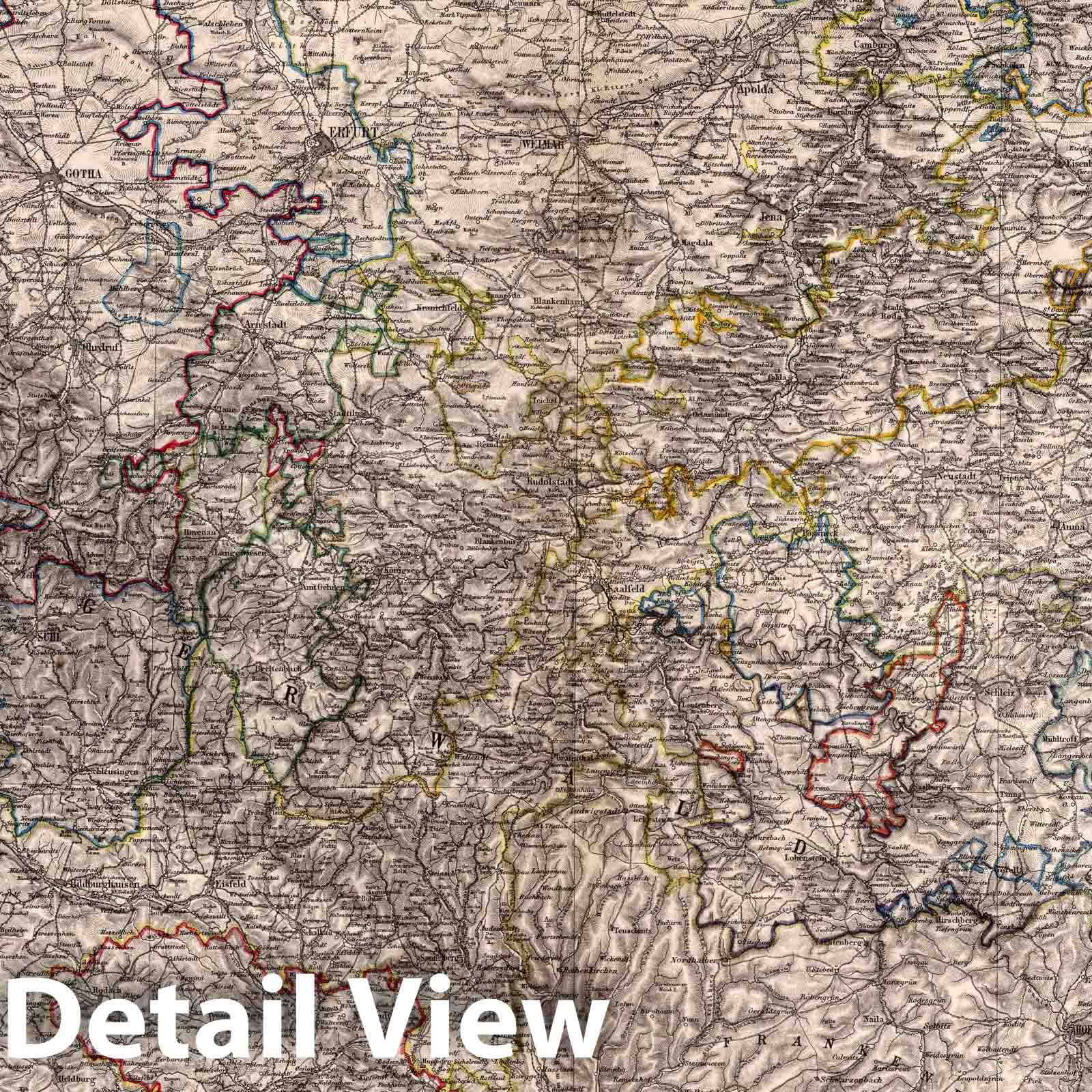 Saxony, Schwarzburg and Reuss, Germany - Railroad Map, 1866