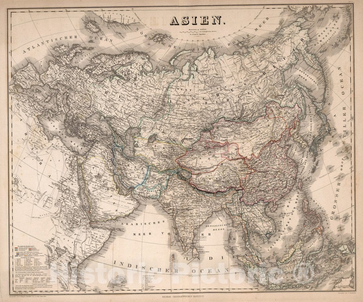 Historic Map : Das Konigreich Hellas Oder Griechenland und die Ionischen Inseln, 1865 Atlas - Vintage Wall Art