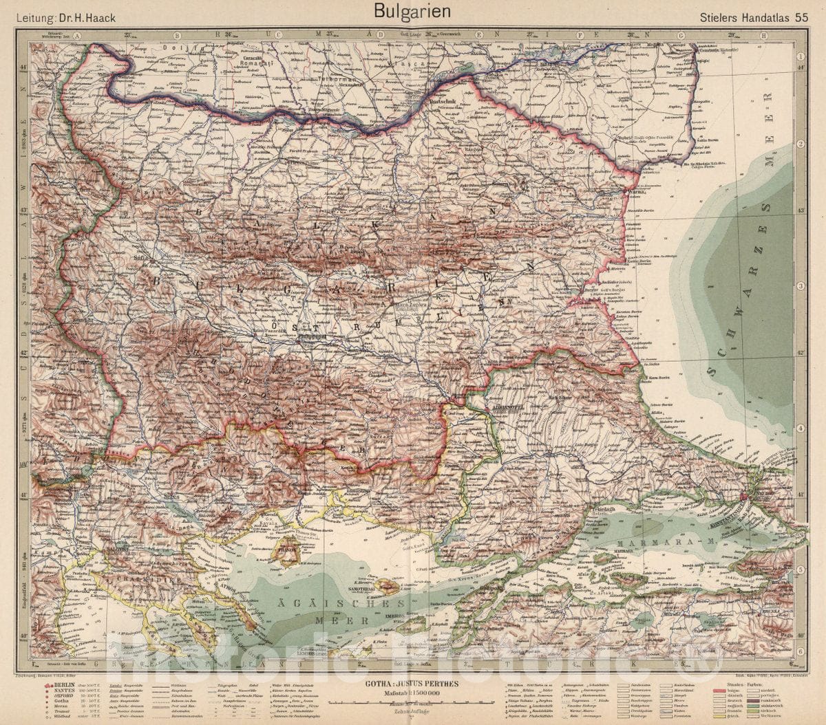 Historic Map : Bulgaria, 55. Bulgarien. Bulgaria, 1925 Atlas , Vintage Wall Art