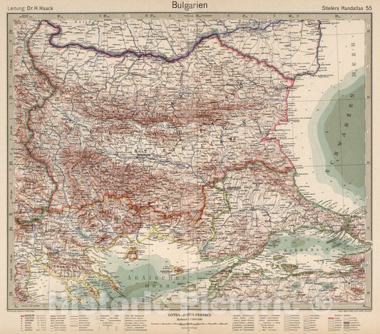 Historic Map : Bulgaria, 55. Bulgarien. Bulgaria, 1925 Atlas , Vintage Wall Art