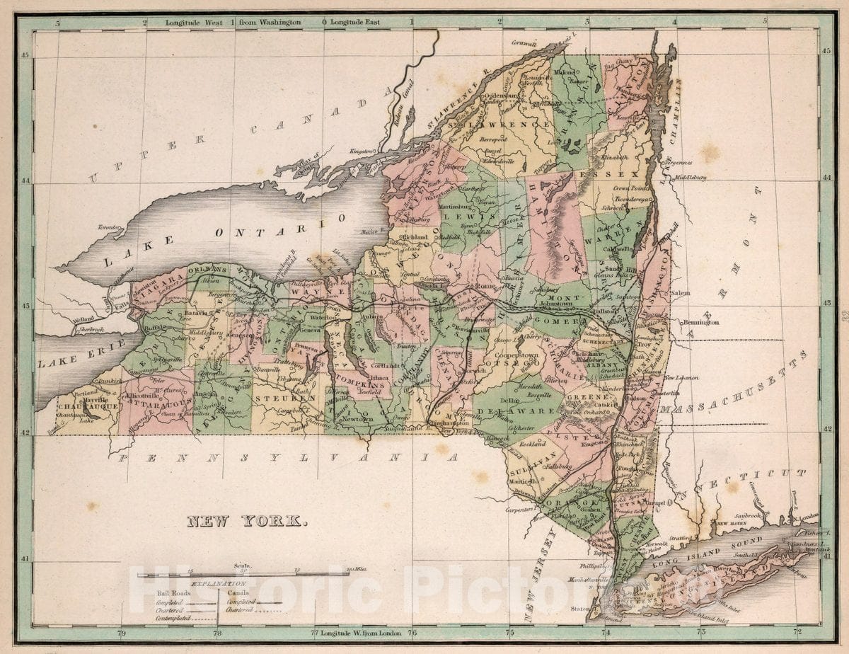 Historic Map : New York. A Comprehensive Atlas, Geographical, Historical & Commercial, 1838 Atlas - Vintage Wall Art