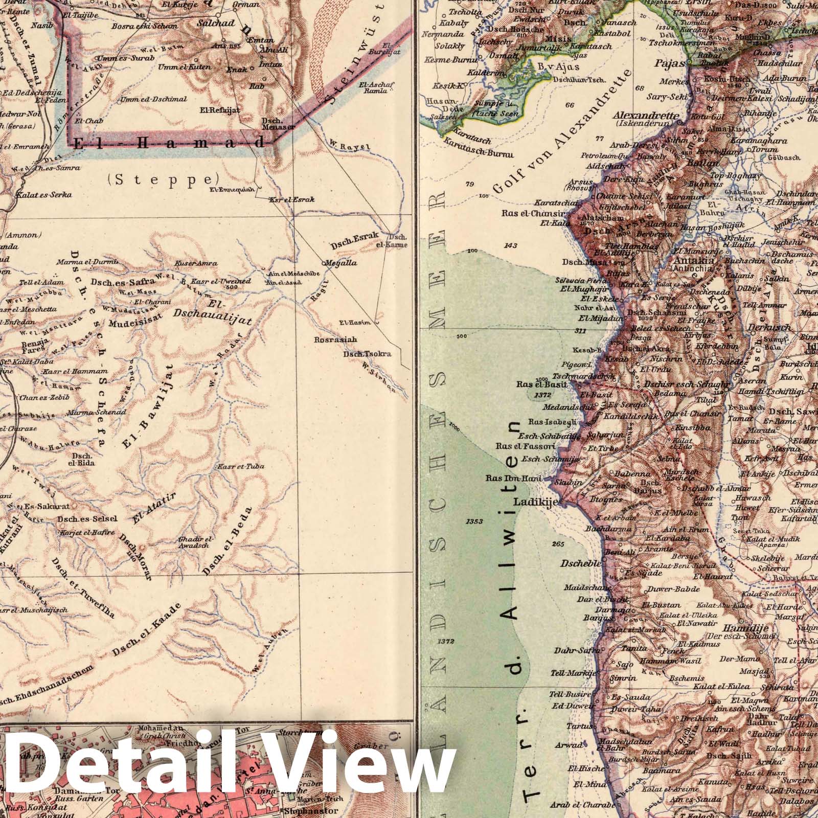 Palestine and Syria, 1925 - Historical Map Print from Stieler's Atlas