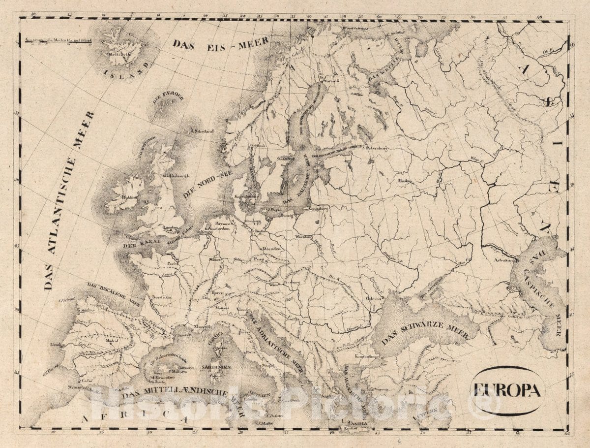 Historic Map : Europa Atlas von Europa nebst den Kolonien : bearbeitet von W. E. A. v. Schlieben, Leipzig bei Georg Joachim Goschen 1825, 1825 Atlas - Vintage Wall Art