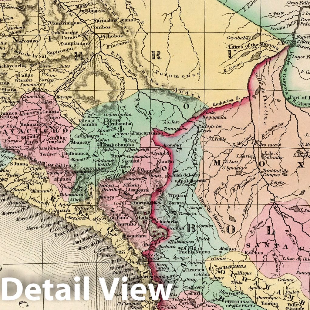 Peru and Bolivia, 1842 - Historical Map Print