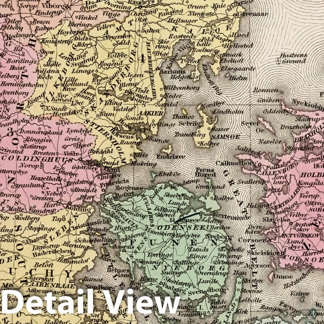 Denmark, 1836 - Historical Map Print from Tanner's Universal Atlas