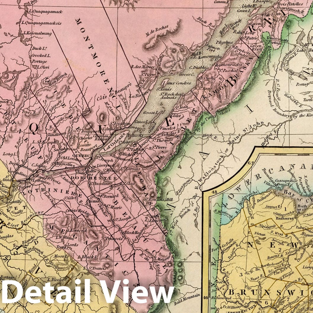 Lower Canada with Nova Scotia and New Brunswick, 1836 – Historical Map Print