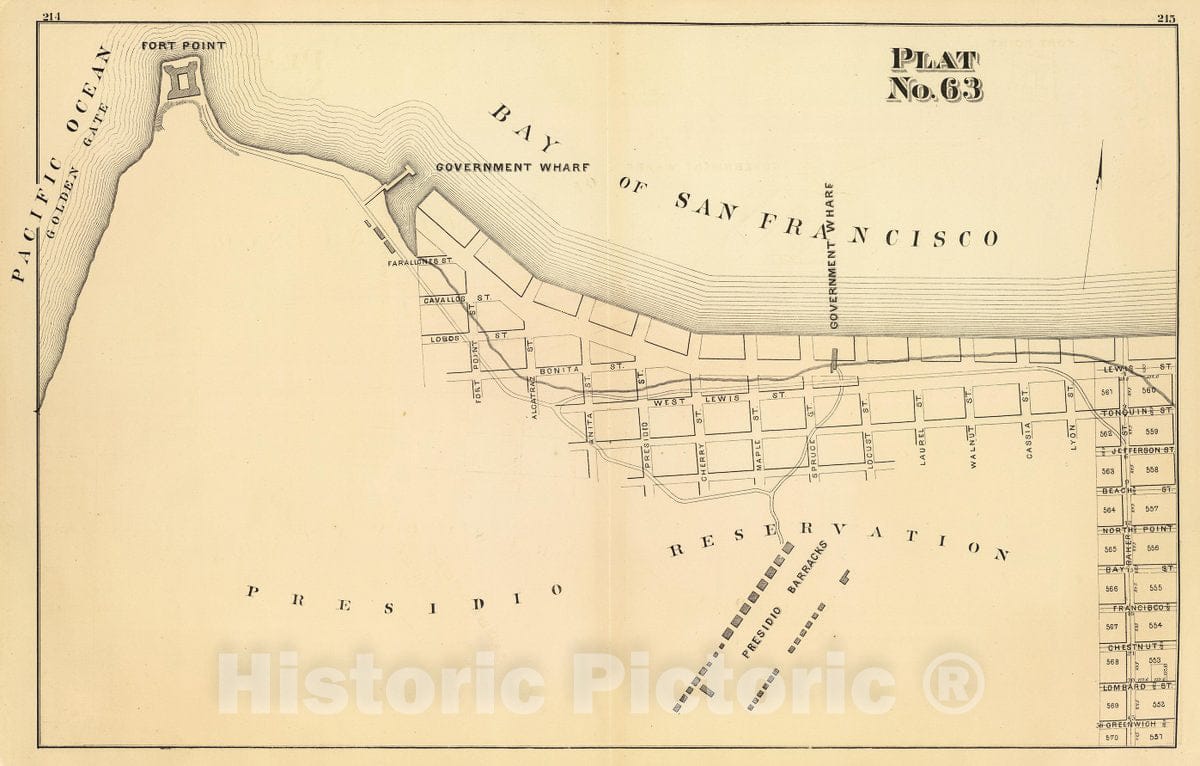 Historic Map : Plat sixty-three [San Francisco), 1876, Vintage Wall Decor