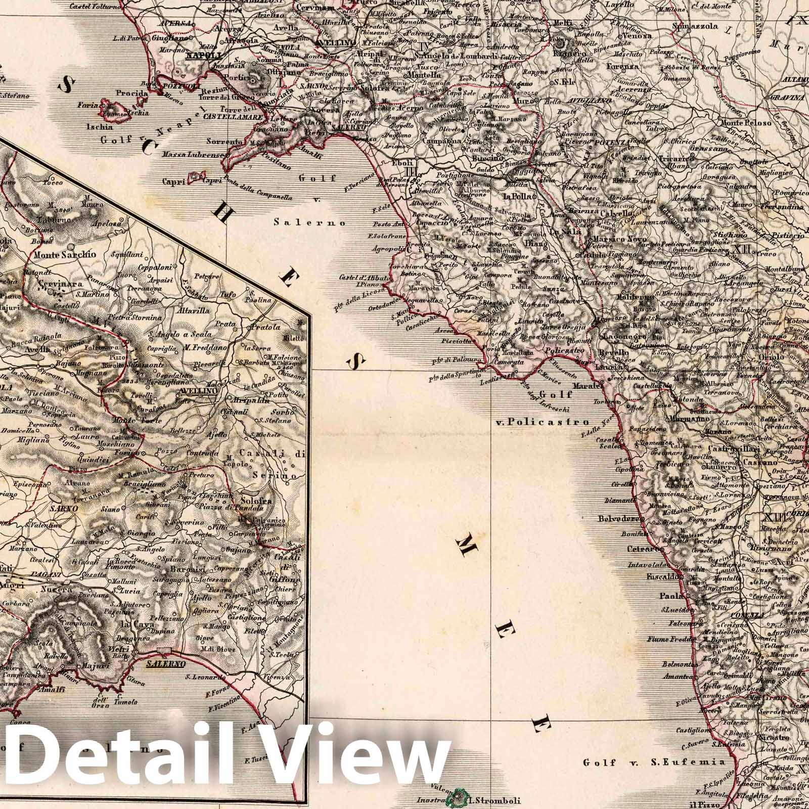 Southern Italy, Sicily, and Malta - Railroad Map, 1857